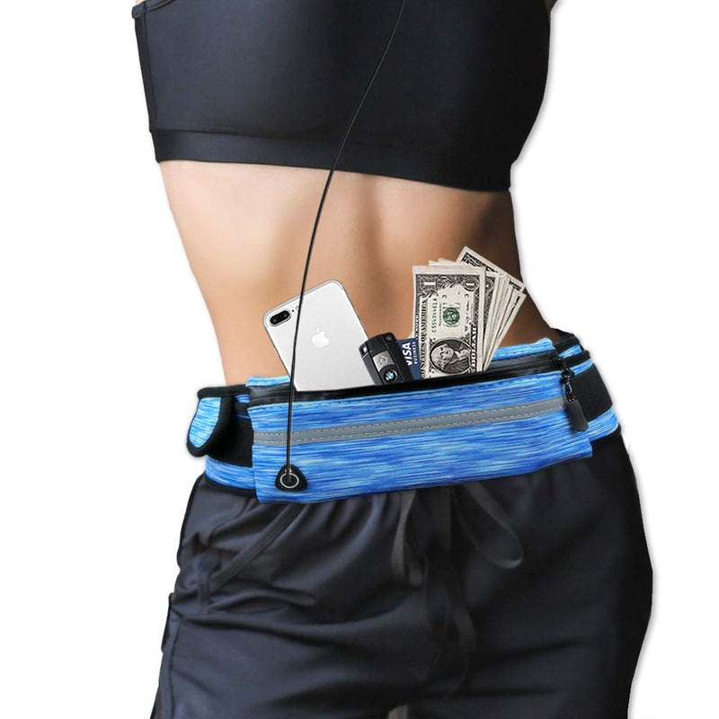 Hiking Waist Pack for Cellphone Keys - Adjustable Waist Belt Bag Pack Compatible with iPhone 6 6S 7 8 Plus X XR XS 11 12 Max Pro Android Running Skiing Riding Skating Trekking Hiking Camping - Blue Running Waist Pack - Blue - BeesActive Australia