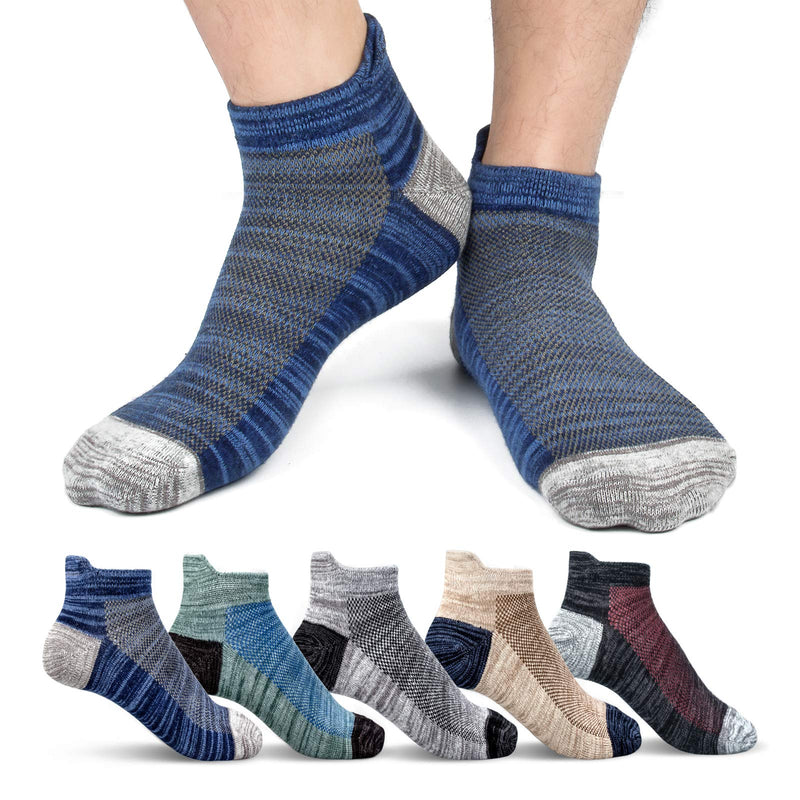 Mens Ankle Socks Cotton Athletic Sock Moisture Wicking Sports Socks Non-Slip Breathable Running Socks for Men (5 Pairs) Multicoloured Socks Large - BeesActive Australia