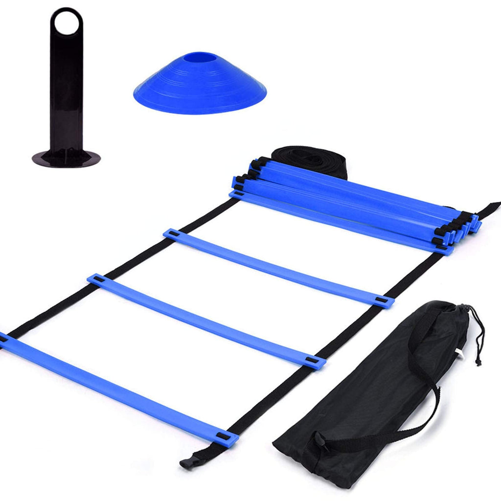 VGEBY1 Speed & Agility Training Ladder19Ft Flat Ladder Training Ladder Speed Flat Rung with Carrying Bag for Football Training Blue - BeesActive Australia