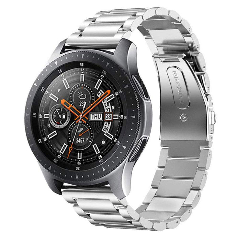 Joyozy Compatible with Samsung Watch Band 46mm, Galaxy Watch 3 45mm Band- 22mm Watch Band Stainless Steel Metal Replacement Men Women Strap for Samsung Gear S3/Classic/Frontier etc. Silver - BeesActive Australia