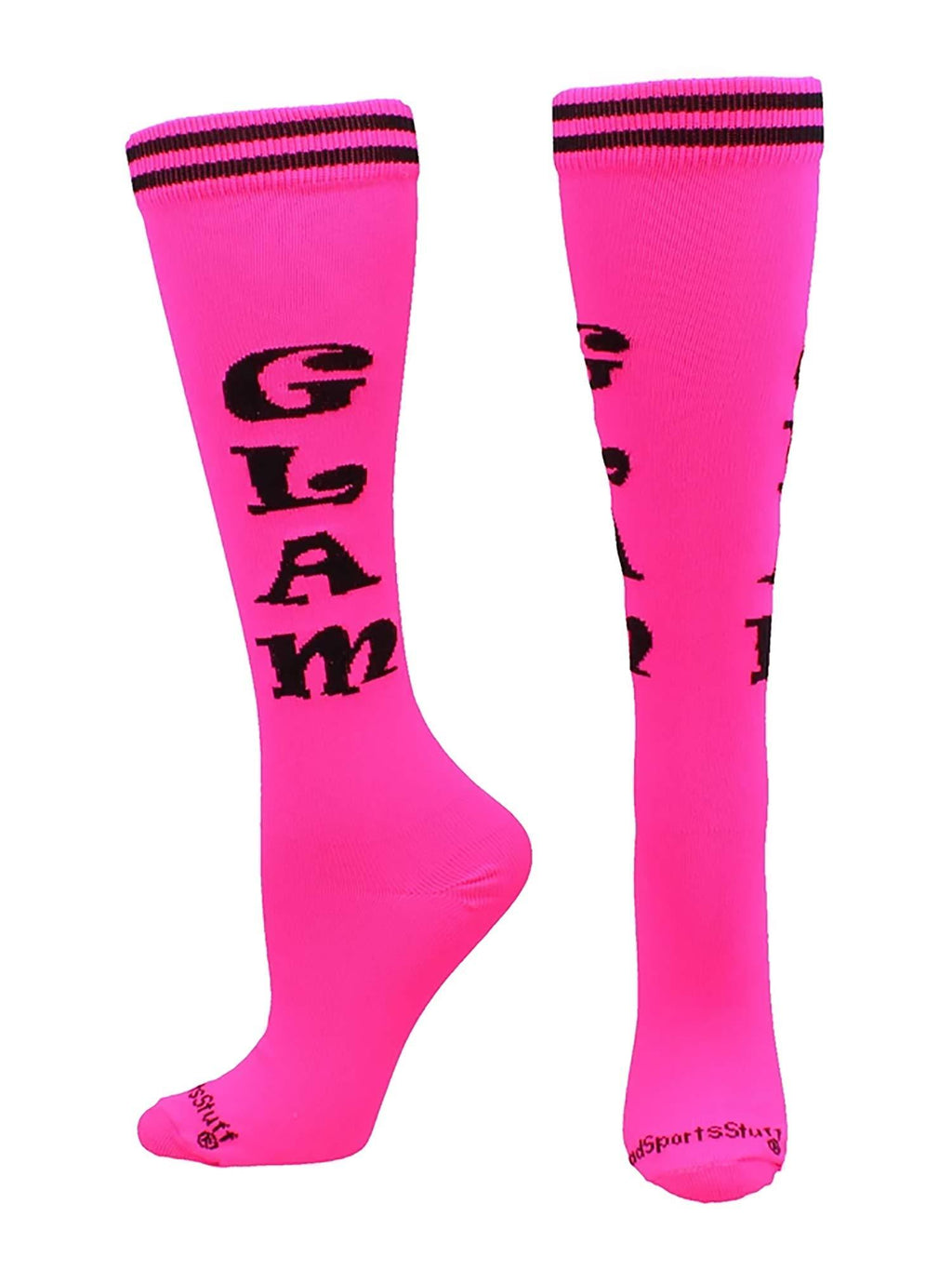 [AUSTRALIA] - MadSportsStuff Personality Word Socks Over The Calf Length Glam - Neon Pink/Black Medium 