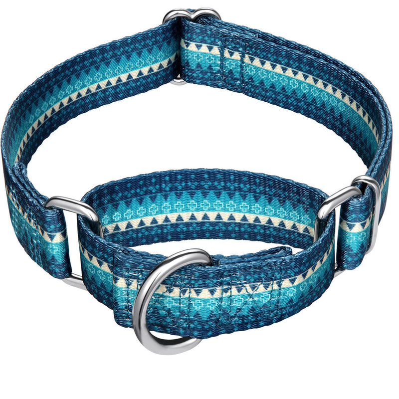 Dazzber Martingale Collar Dog Collar No Pull Pet Collar Heavy Duty Dog Martingale Collars Silky Soft with Unique Pattern for Medium and Large Dogs Medium, 1 Inch Wide Turquoise Green - BeesActive Australia