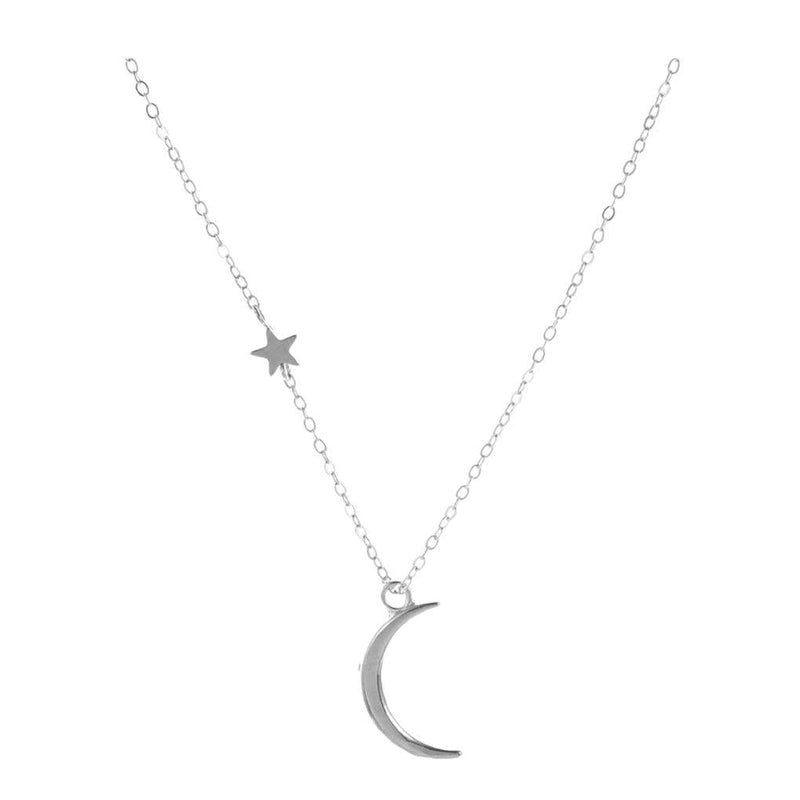 Yalice Dainty Moon Necklace Chain Short Star Necklaces Jewelry for Women and Girls Silver - BeesActive Australia