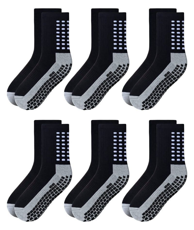 RATIVE Anti Slip Non Skid Slipper Hospital Socks with grips for Adults Men Women X-Large 6 Pairs-black - BeesActive Australia