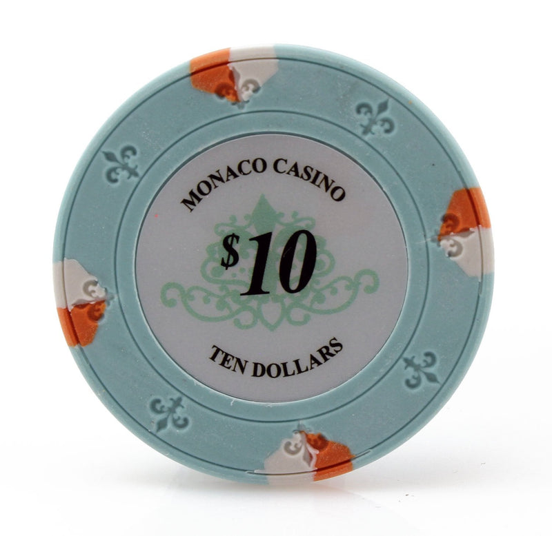 Versa Games Monaco Casino Clay Poker Chips in 13.5g - Pack of 50 - (Choose Color) Light Blue - BeesActive Australia