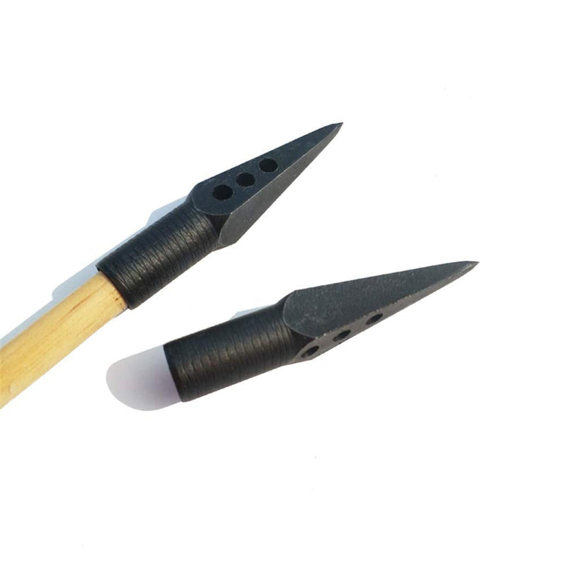 AMEYXGS 6pcs Traditional Hunting Broadheads Archery Glue on Arrowheads for Wooden Bamboo Arrows for 8mm Bamboo Wood Arrows Black01 - BeesActive Australia
