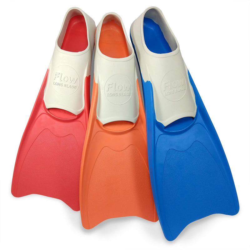 [AUSTRALIA] - Flow Long Swim Fins for Swimming Training - Youth Sizes for Kids XXXS 12-1 (Red) 