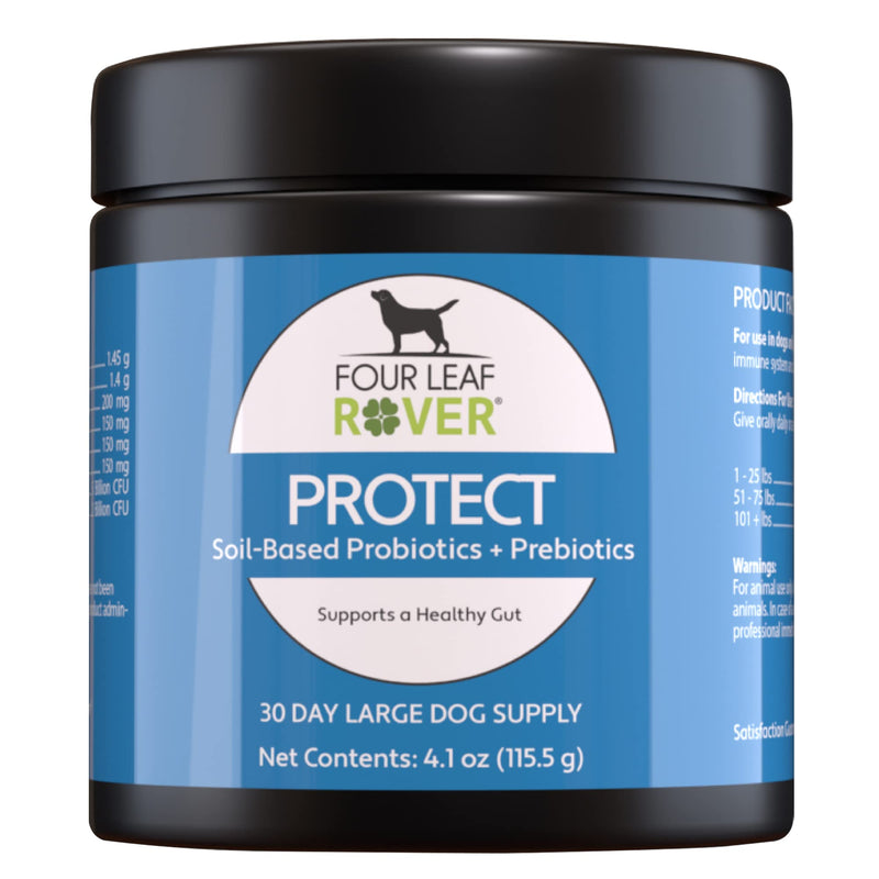 Four Leaf Rover: Protect - Soil-Based Probiotics for Dogs with Food-Based Prebiotics for Gut Health and Immune Support - Up to 90 Servings, Depending on Dog’s Weight - Vet Formulated - for All Breeds - BeesActive Australia