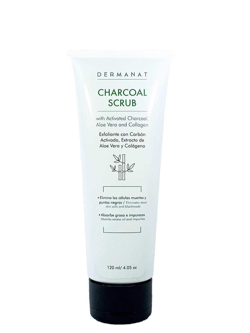 Dermanat Charcoal Scrub with Activated Charcoal, Aloe Vera and Collagen | Deep Clean exfoliating scrub | For all skin types | 4 Fl Oz - BeesActive Australia