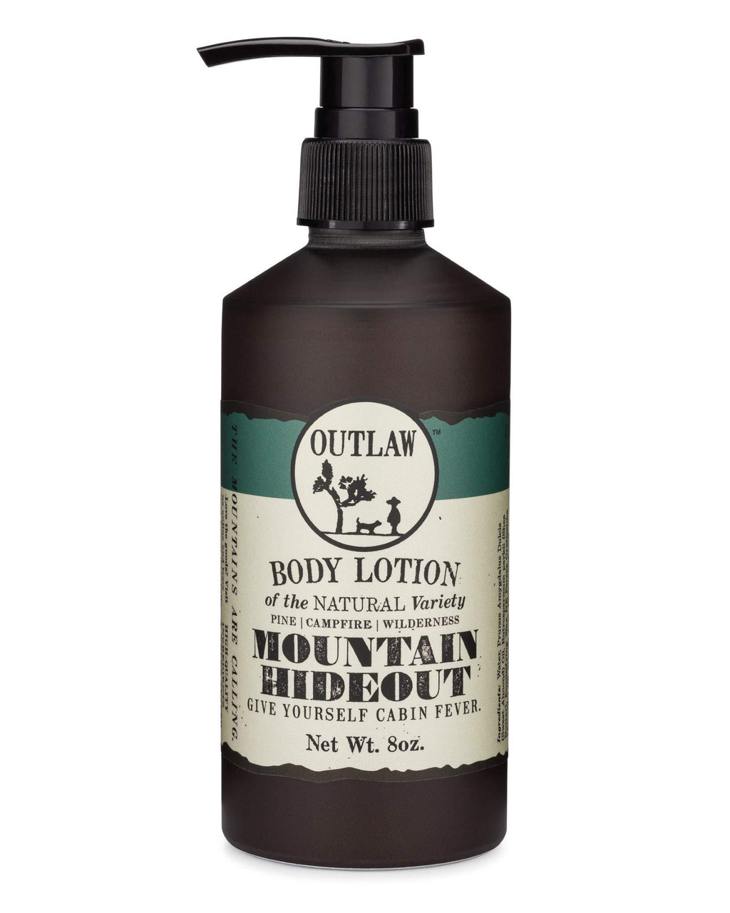 Outlaw The Mountain Hideout Natural Lotion - In The Mountains, You're Free - Pine Forest, Damp Earth, and Campfire in the Breeze - Men's or Women's Lotion - 8 fl. oz. - BeesActive Australia