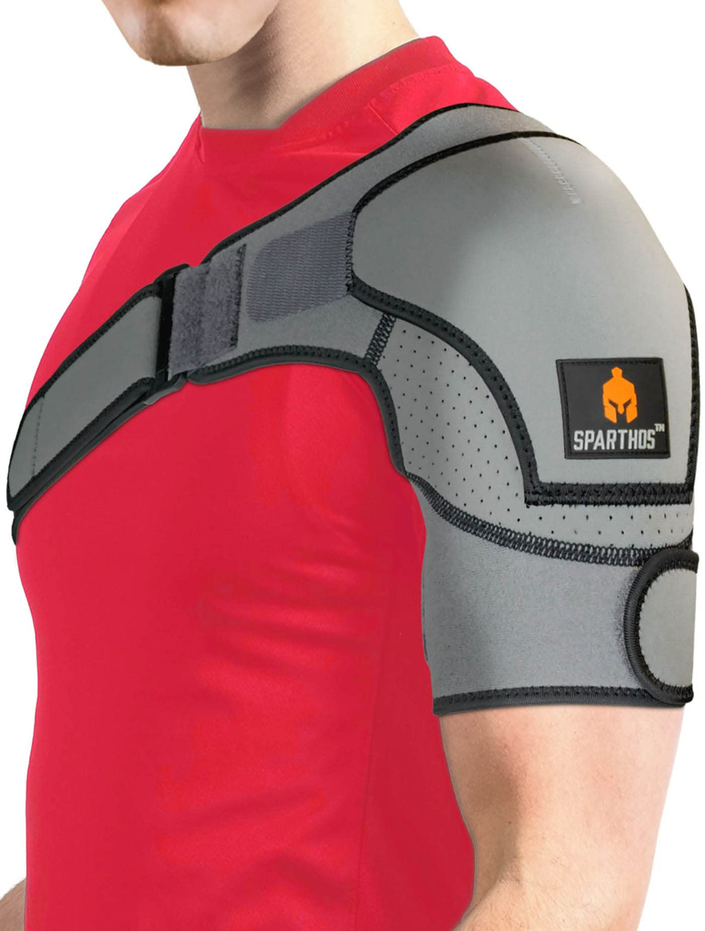 Sparthos Shoulder Brace - Support and Compression Sleeve for Torn Rotator Cuff, AC Joint Pain Relief - Arm Immobilizer Wrap, Ice Pack Pocket, Stability Strap, Dislocated Sholder - for Men and Women Universal Gray/Black - BeesActive Australia