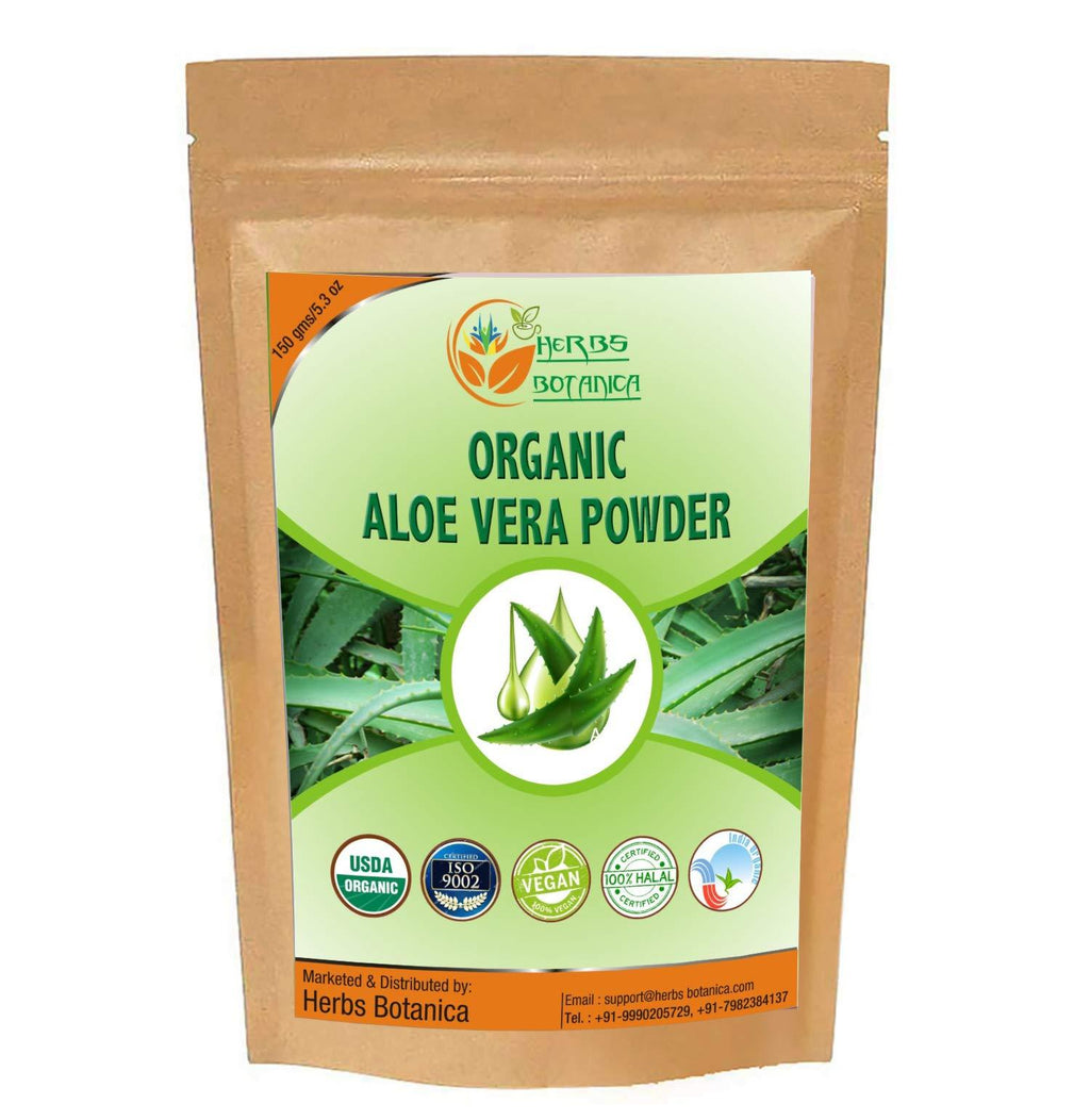 Herbs Botanica Aloe Vera Powder Organic Powder for Hair Growth Root Ayurvedic Dried Aloe Vera Powder 5.3oz | 150g Pack | Aloe Barbadensis | Vegan | GMP Certified | NO GMO - BeesActive Australia