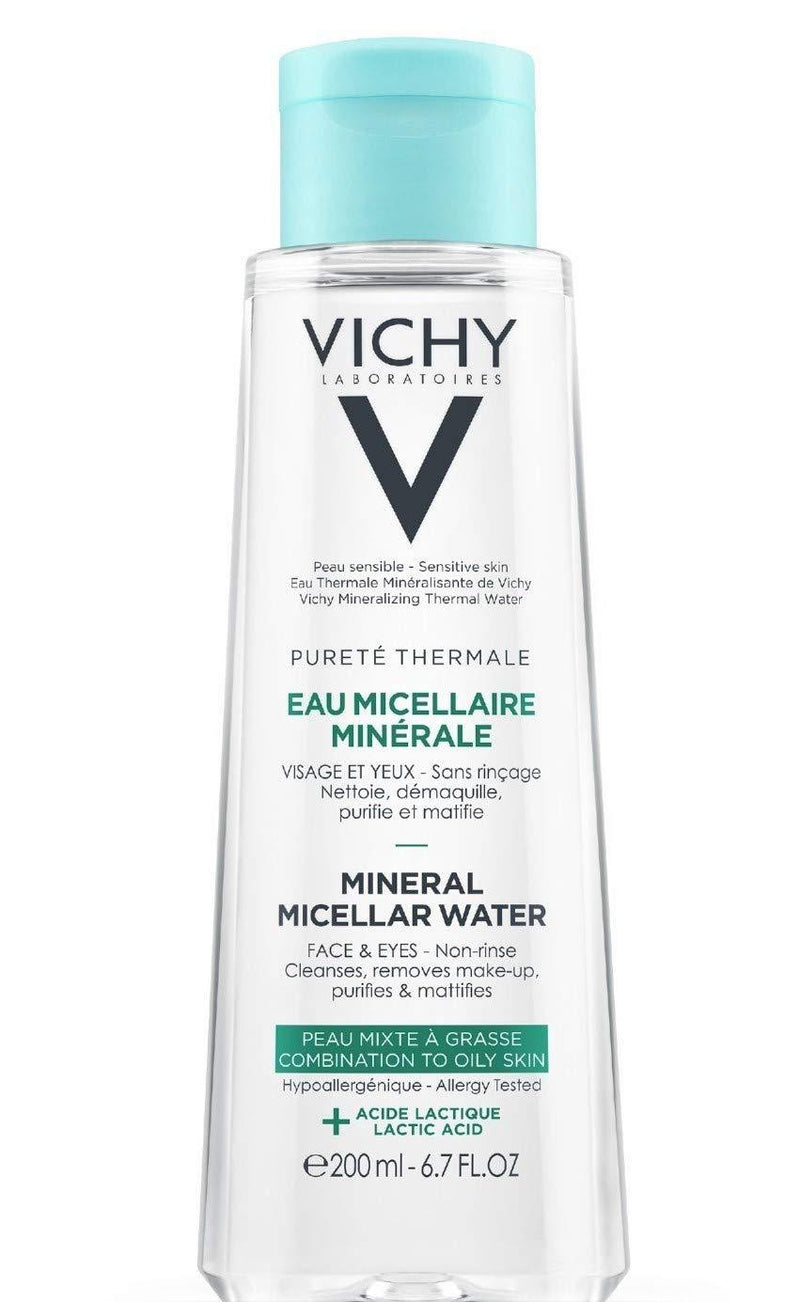 Vichy Pureté Thermale Mineral Micellar Cleansing Water, Makeup Remover & Facial Cleanser with Salicylic Acid for Combination to Oily Skin , 6.76 Fl. Oz - BeesActive Australia