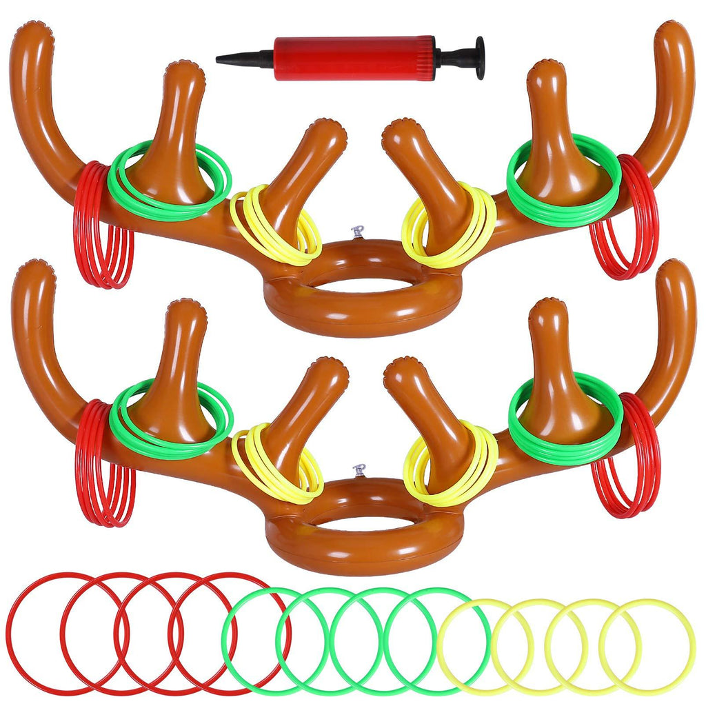 [AUSTRALIA] - Max Fun Christmas Party Game Antler Ring Toss Game Inflatable Reindeer Antler Ring Toss Game for Christmas Party Christmas Antler Ring Toss Game 