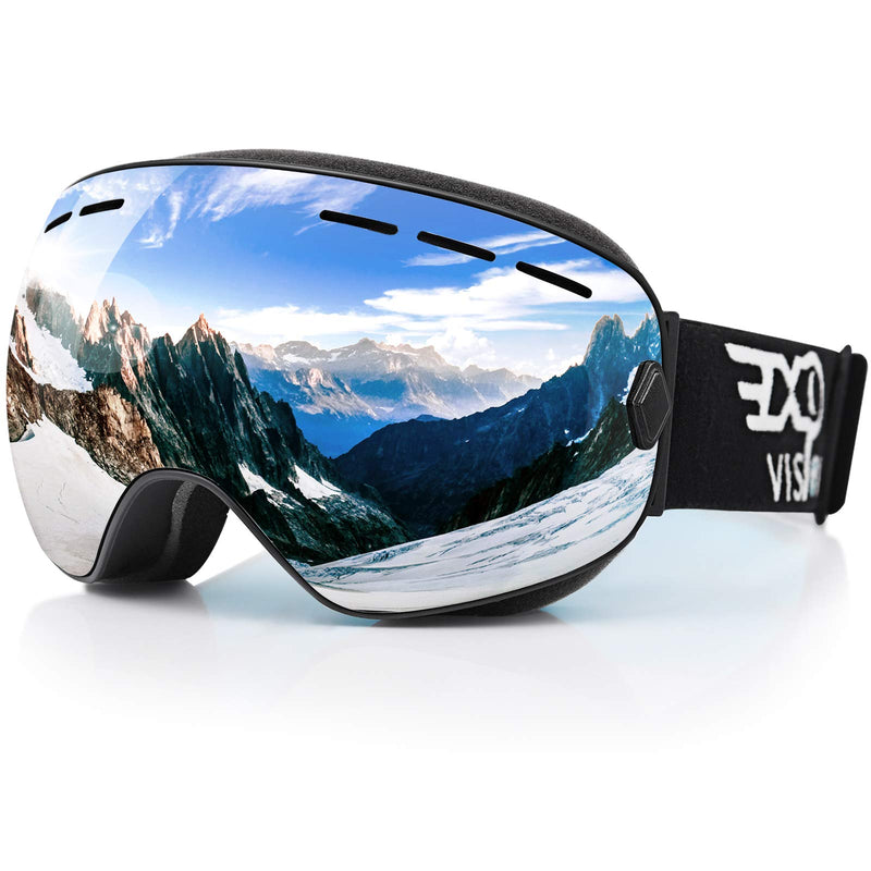 Snowboard Ski Goggles Men Women Youth, Anti Fog OTG Winter Snow Goggles Spherical Detachable Lens Black - BeesActive Australia