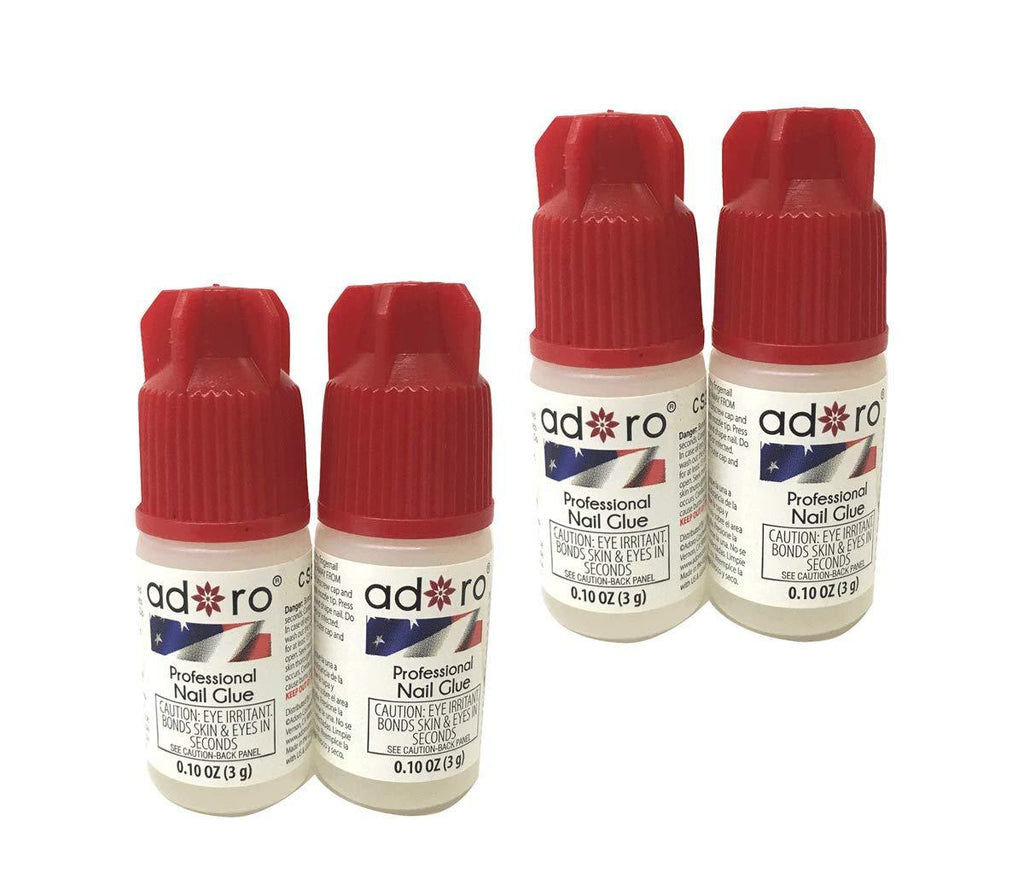 Professional Nail Glue Salon Quality Quick and Strong Nail Liquid Adhesive (4 Bottles) 4 Bottles - BeesActive Australia
