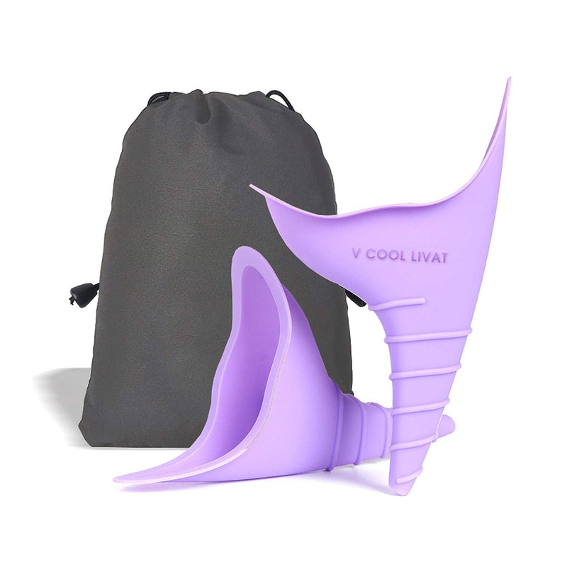 v cool livat Travel Female Urination Device - 2 Pack Reusable Silicone Portable Lady Urinal Pee Funnel Pee Urine Cups Standing Up Camping Outdoor Drawstring Discreet Carry Bag - BeesActive Australia