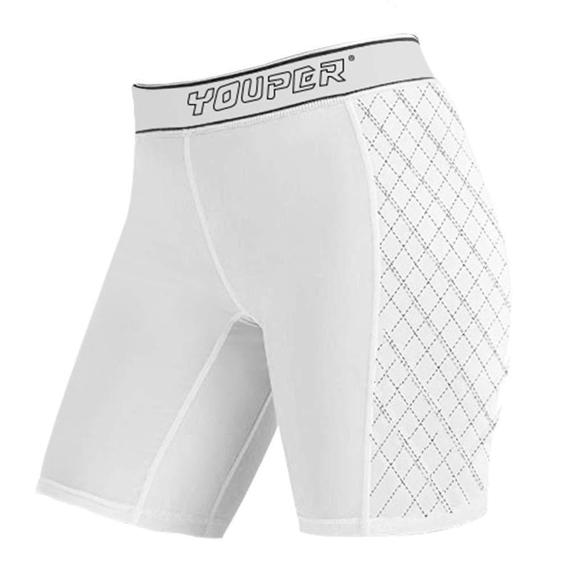 [AUSTRALIA] - Youper Women's Classic Softball Sliding Shorts, Compression Padded Slider Shorts White Women - Small 