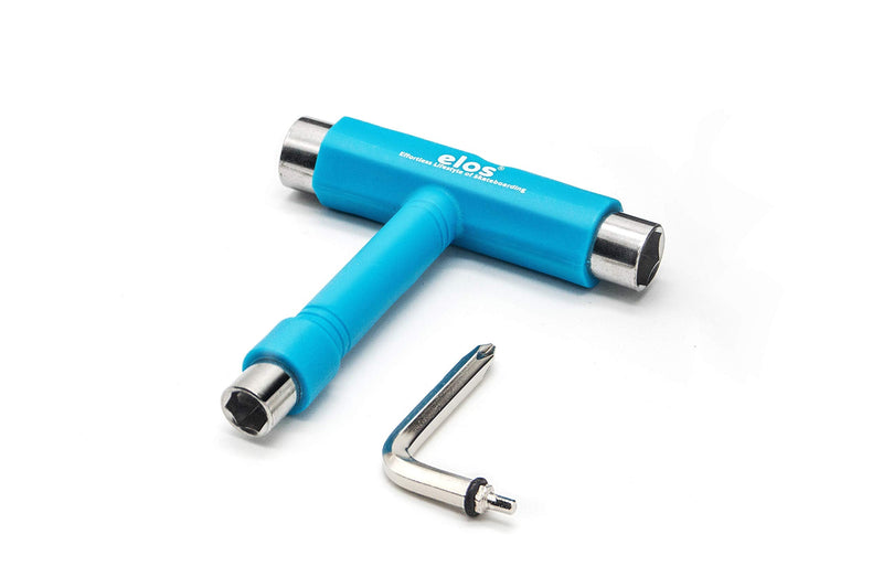 ELOS All-in-One Skate Tool - a Portable t Tool kit for Longboard Skateboard with T-Type Allen Wrench L-Type Phillips Head Screwdriver. Blue - BeesActive Australia