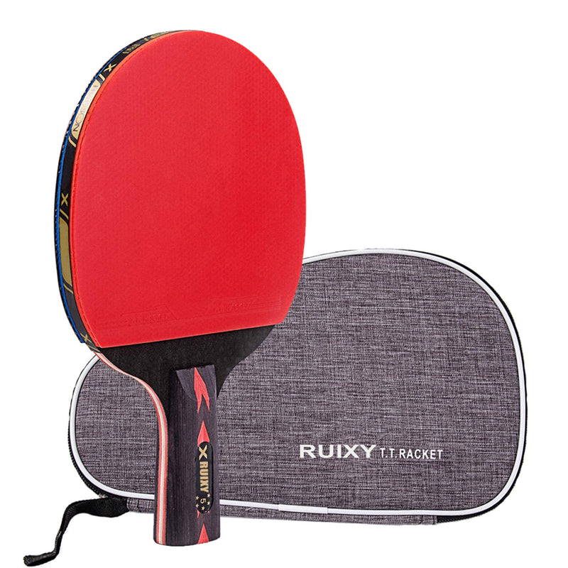 Ruixy Pro Carbon Performance-Level Table Tennis Racket Ping Pong Paddle with Carbon Technology for Tournament Play Rubber Spin Bat Racquet Bundle Portable Cover Case Penhold Type - BeesActive Australia