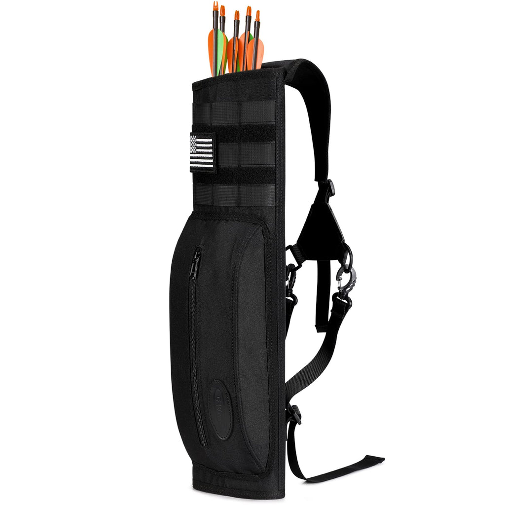G4Free Archery Back Arrow Quiver with Molle System Canvas Shoulder Hanged Hunting Target Holder with Pocket for Shooting Target Practice - BeesActive Australia