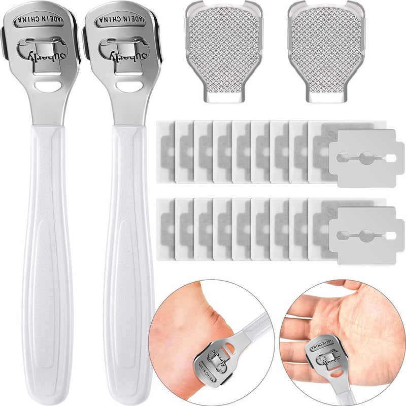 24 Pieces in Total, 2 Callus Shaver Sets Include 20 Replacement Slices 2 Callus Shavers and 2 Foot File Heads Foot Care Tools Hard Skin Remover for Hand Feet (White) - BeesActive Australia