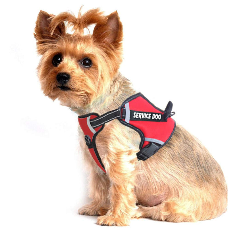 LMOBXEVL Service Dog Harness,No-Pull Dog Harness with Handle Adjustable Reflective Pet Dog in Training Vest Harness,Easy Control for Small Medium Large Breed Outdoor Walking Hiking X-Small (Pack of 1) Red - BeesActive Australia