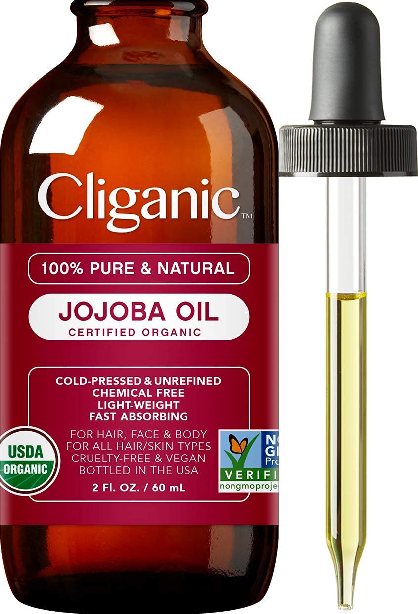 Cliganic USDA Organic Jojoba Oil, 100% Pure (2oz) | Natural Cold Pressed Unrefined Hexane Free Oil for Hair & Face | Base Carrier Oil | Cliganic 90 Days Warranty - BeesActive Australia