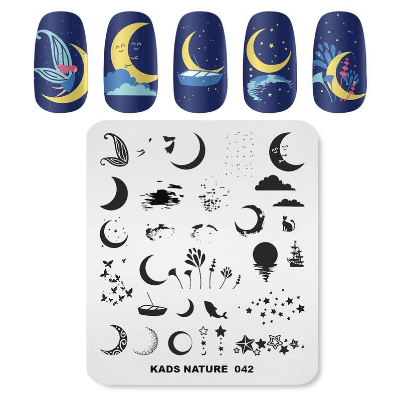 KADS Nail Art Template Nature Nail Stamping Plate Nail Art DIY Moon Fish Image Manicure Tool(NA042) NA042 - BeesActive Australia