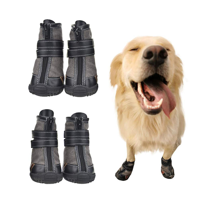 FLAdorepet Large Dog Shoes Rugged Anti-Slip Sole Dog Paw Protector for Hot Pavement Waterproof Dog Snow Shoes Pet Rain Boots with Straps Inside -Stay on Your Dog Feet 100(4.3" 3.5") Brown - BeesActive Australia