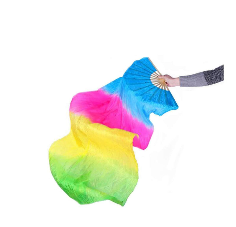 [AUSTRALIA] - FZBNSRKO 1.8M 70.86" Belly Dance Silk Bamboo Fan Long Fans Veils Party Performance Morning Practice Long Fans 5 Color Gradient 