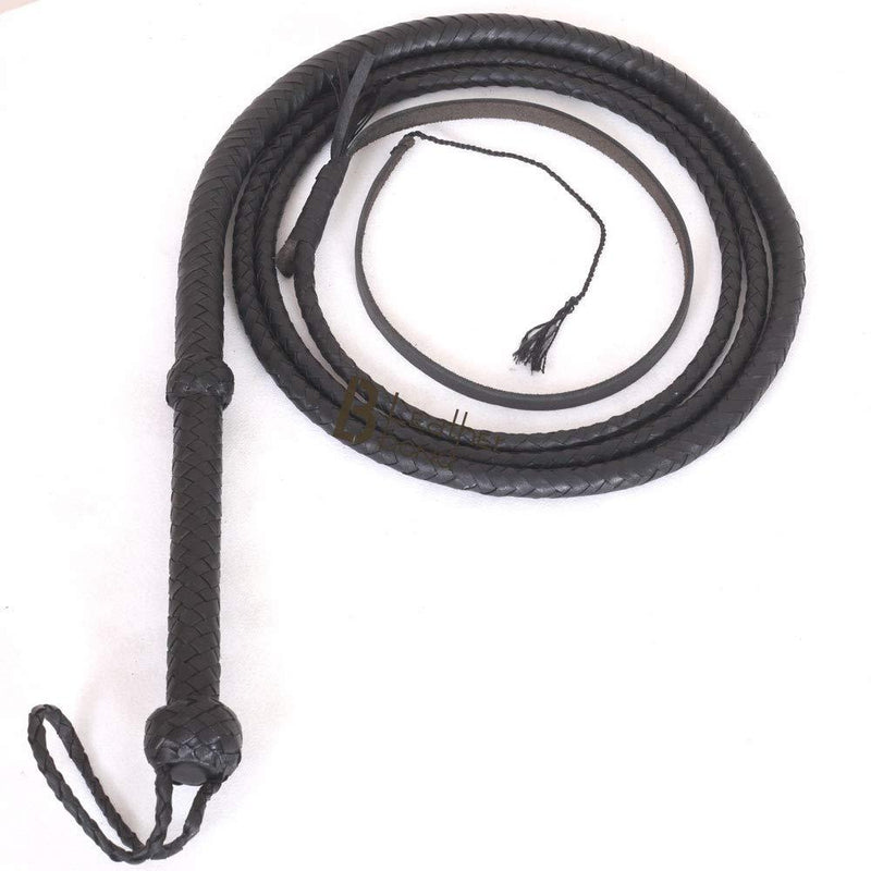[AUSTRALIA] - Indiana Jones Style Bull Whip 8 Foot 8 Plaits Real Cow Hide Leather Bullwhip Black 