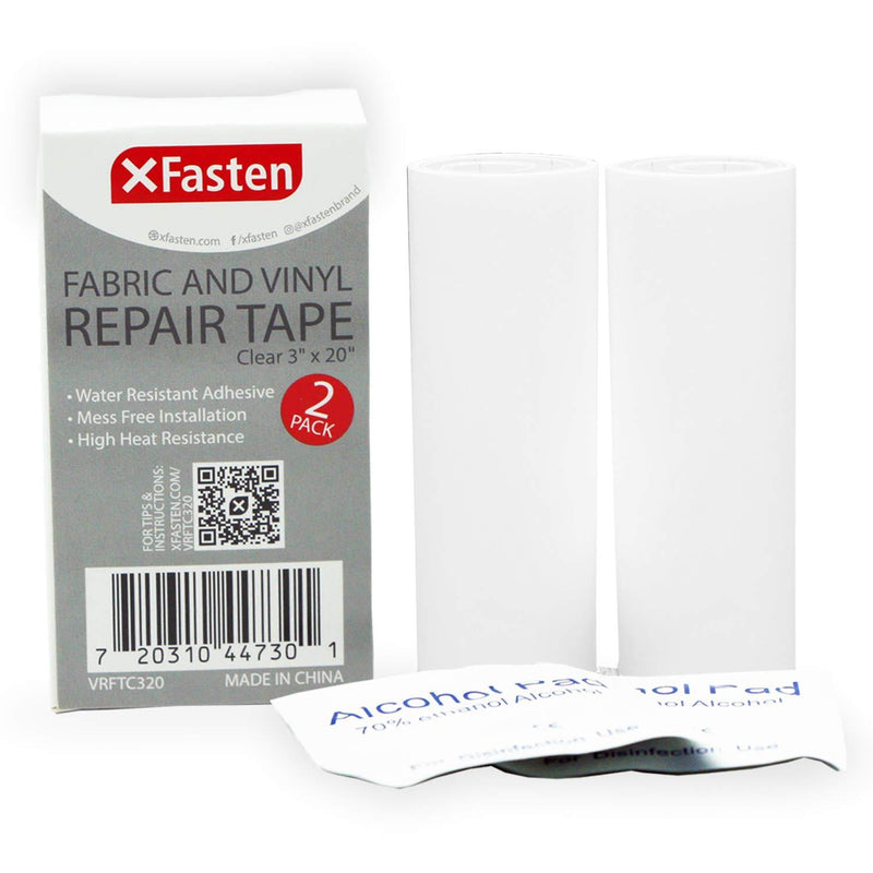 XFasten Fabric and Vinyl Repair Tape, Clear, 3-Inches by 20-Inches (2-Set), Waterproof Vinyl Repair Hole Patch Kit for Tent, Exercise Ball, Kayak, Inflatable Bed, Pool Float, and Airbed Mattress - BeesActive Australia