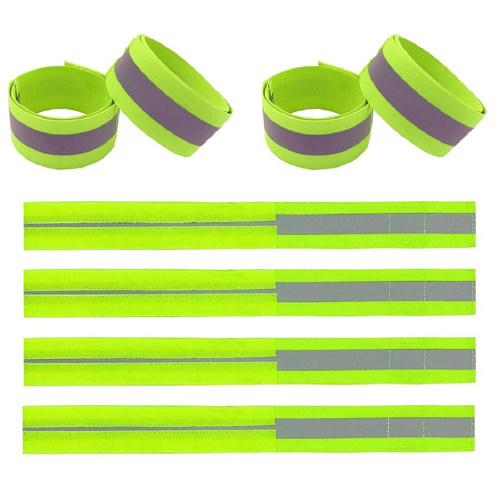 SHEEHAN Reflective Wristband/Belt/Armband/Ankle Strap, Suitable for Runners, Walkers, Cyclists and Bike Trousers(4pcs) green-8pcs - BeesActive Australia