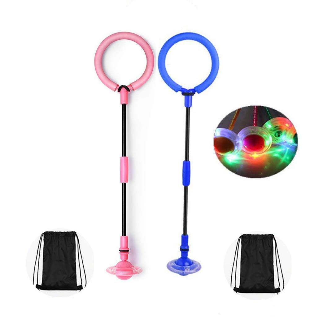 [AUSTRALIA] - ITTA 2 Pack Foldable Ankle Skip Ball with Storage Bags Flash Jump Colorful Sports Swing Ball, Fitness Jump Rope Fat Burning Game for Adults and Children(Pink+Blue) 