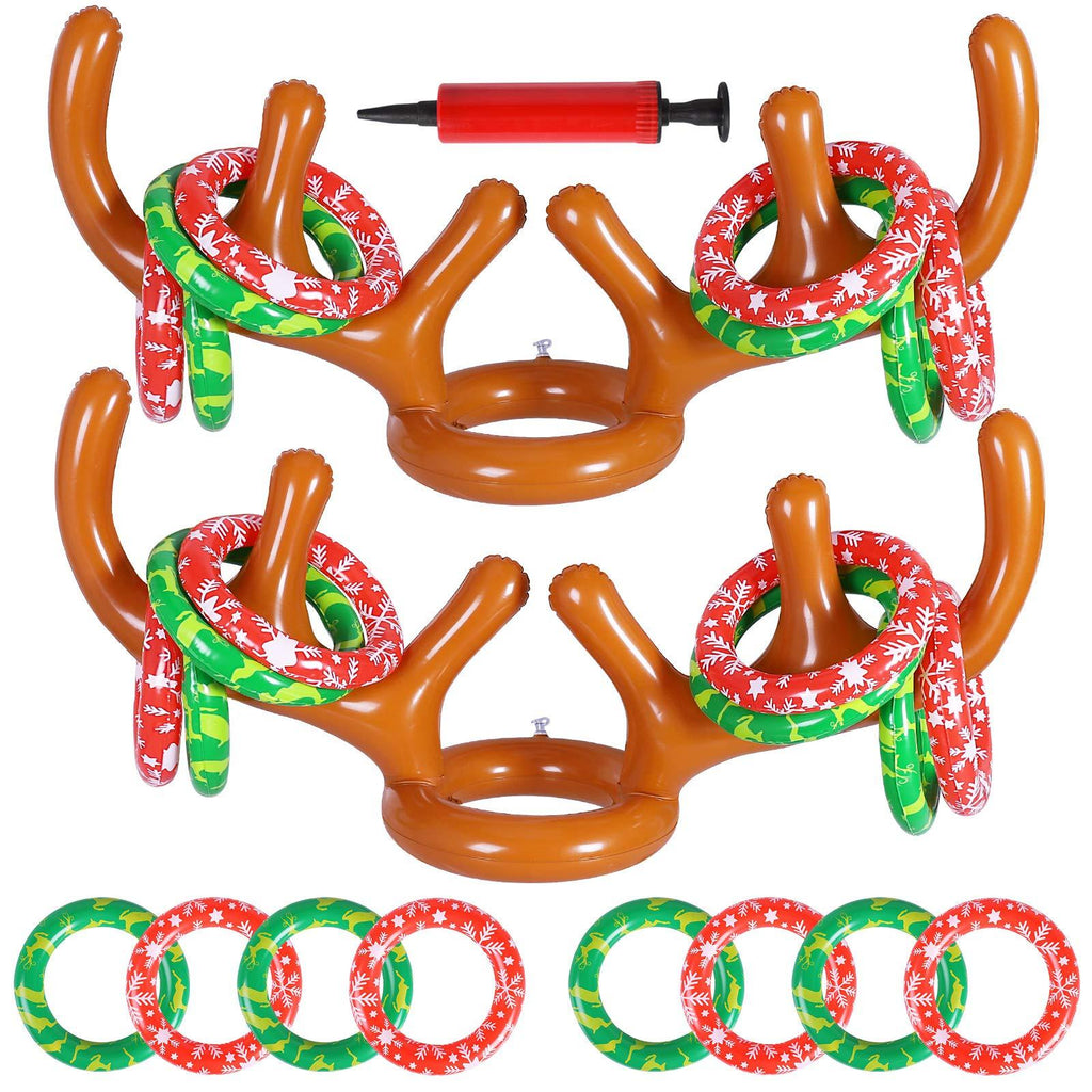 [AUSTRALIA] - MGparty Christmas Inflatable Reindeer Antler Toss Game for Xmas Kids Teens Party Favors Supplies Outdoor Indoor Ring Toss Game 