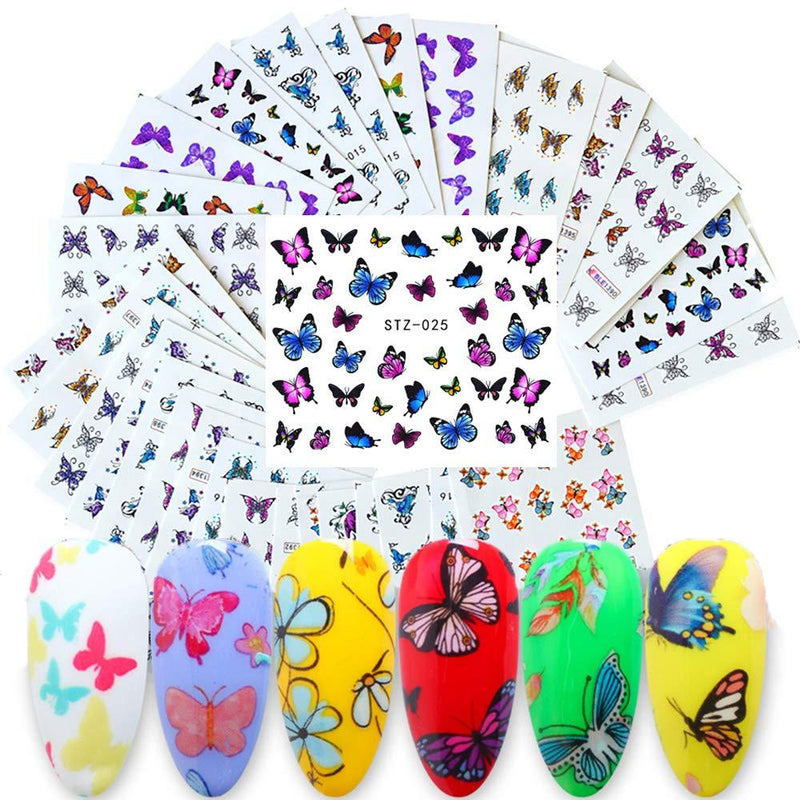 30 Sheets Butterfly Nail Art Stickers Nail Water Transfer Decals Butterfly Flower Pattern Nail Art DIY Decals for Women Girls Fingernails Toenails Decor Manicure Tips Decorations Accessories Butterfly3 - BeesActive Australia