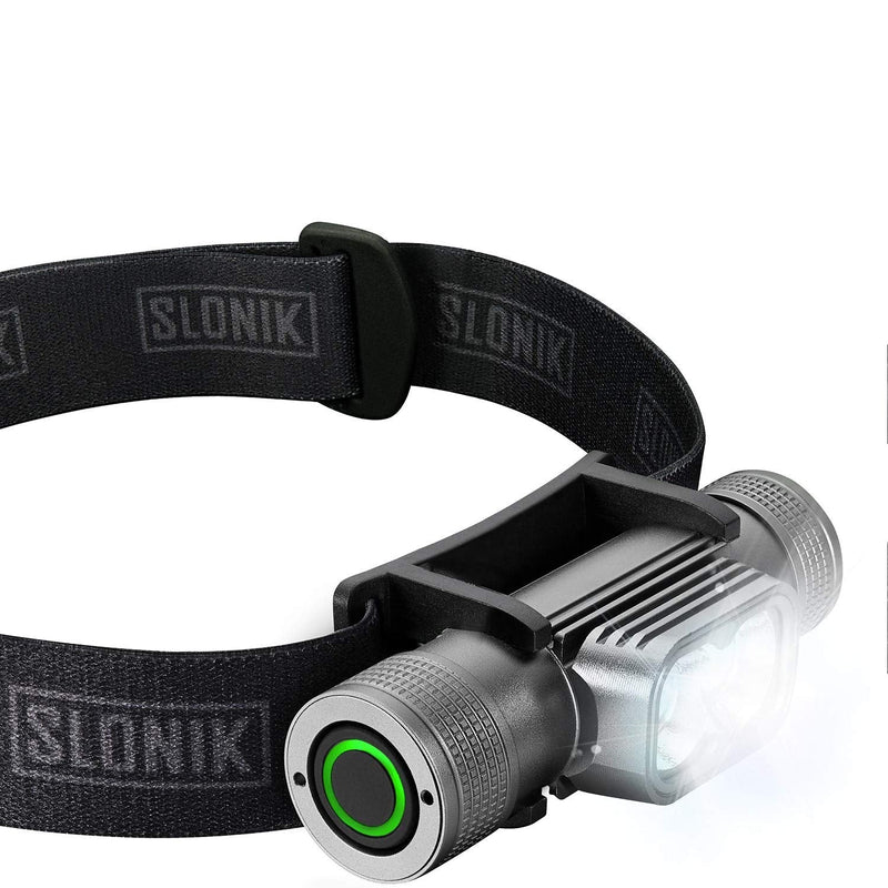 SLONIK Rechargeable Headlamp for Adults - 1000 Lumens Super Bright 60 ft Beam LED Flashlight - Lightweight, Heavy-Duty, IPX8 Waterproof Hard Hat Light - Camping Gear, Running Headlight, Black Professional Grade - BeesActive Australia
