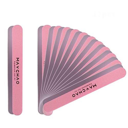 Nail Files, MAYCHAO Professional Manicure Tools Double Sided 100/180 Grit 12Pcs/Pack (Pink) Pink - BeesActive Australia