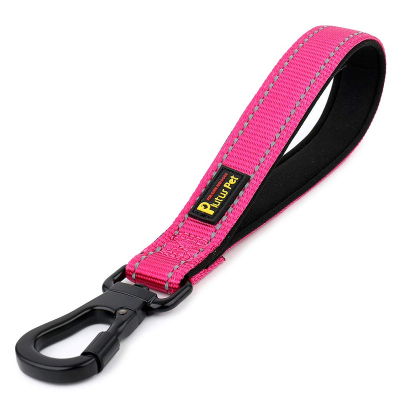 PLUTUS PET Short Dog Leash, Reflective Nylon Padded Handle, Strong Traffic Pet Lead with Carabiner Clip, Perfect for Large or Medium Dogs 10 Inch (Pack of 1) Pink - BeesActive Australia
