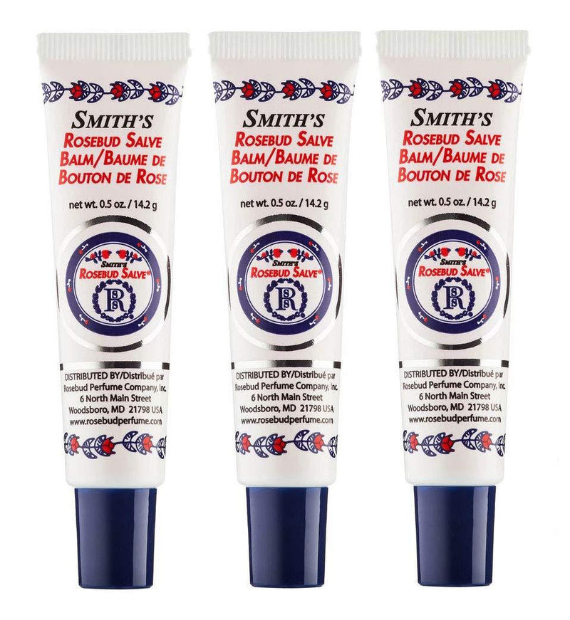 Rosebud Perfume Co. Original Rosebud Salve Tube Three Pack - Moisturizes and Protects Lips - Soothes Irritation and Dry Skin - 3 x 0.5 oz Tubes 0.5 Ounce (Pack of 3) - BeesActive Australia