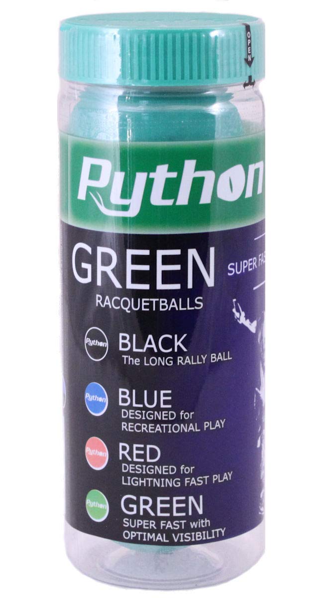 Python 3-Ball Can (Green) Racquetballs (Super Fast w/Optimal Visibility) 1 - BeesActive Australia