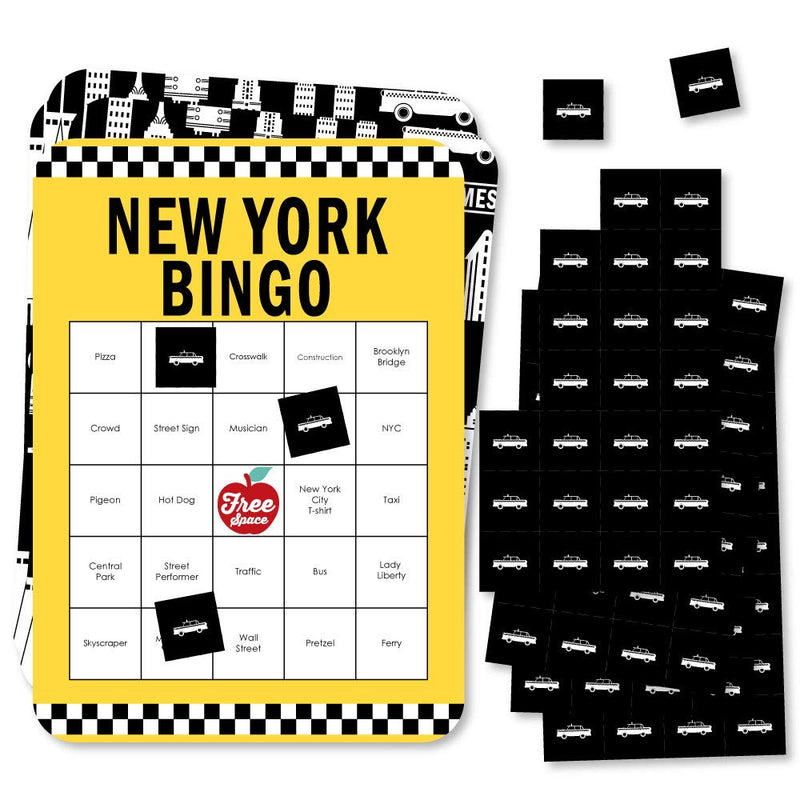 Big Dot of Happiness NYC Cityscape - Bar Bingo Cards and Markers - New York City Party Bingo Game - Set of 18 - BeesActive Australia