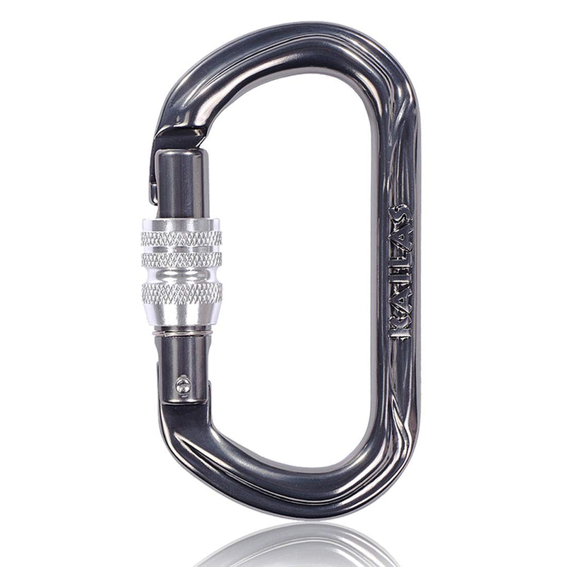 KAILAS UIAA Certified Oval Locking Carabiner Constructed for Rock Climbing Mountaineering and Rescure Standard Alumimun Screw Lock Gate with Major Axis Strength 25KN Iron Gray One Size - BeesActive Australia
