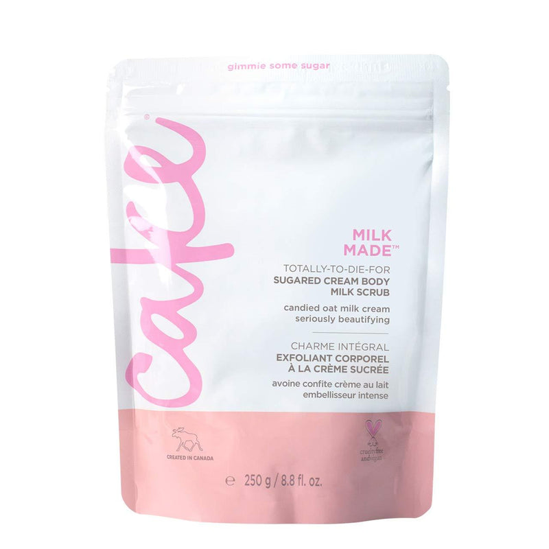 Cake Beauty Milk Made Vegan Body Sugar Scrub- Shea Butter, Candied Oat Milk & Marshmallow Root Extract - Gentle Exfoliating Hand, Leg, Foot & Body Sugar Soap Scrub & Moisturizing Shower Wash for Women - BeesActive Australia