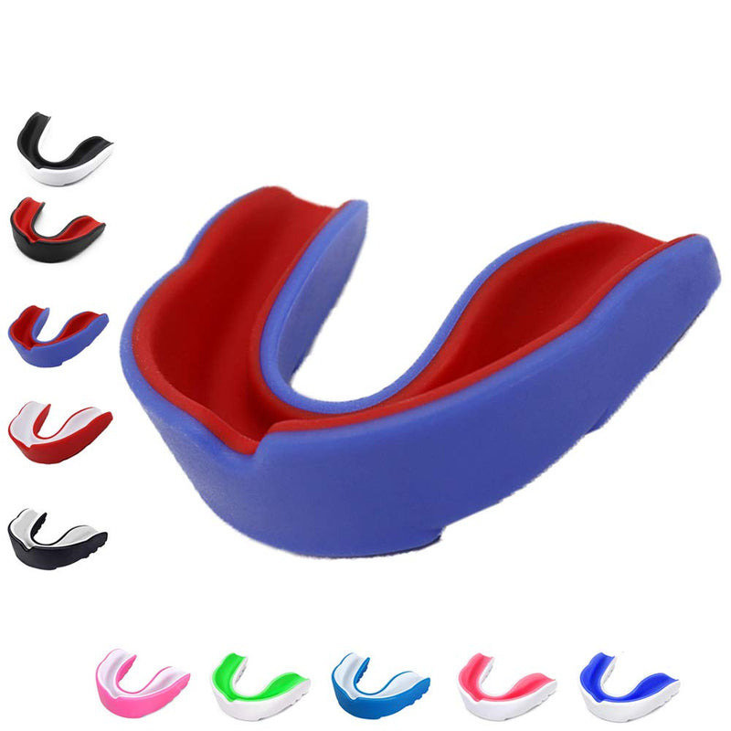 CT-Tebrun Sports Mouth Guard for Kids Youth/Adults-Mouthguard for Lacrosse, Basketball, Karate, Flag Football, Martial Arts, Rugby, Boxing, MMA, Hockey -Free Carrying Case for Mouthguard Blue Red Youth(AGE 11&up) - BeesActive Australia