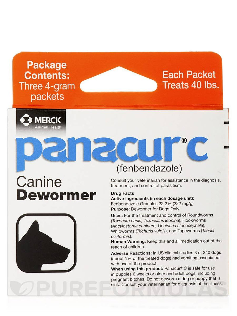 Panacur C Canine Dewormer Dogs 4 Gram Each Packet Treats 40 lbs (3 Packets) (Twо Расk) - BeesActive Australia