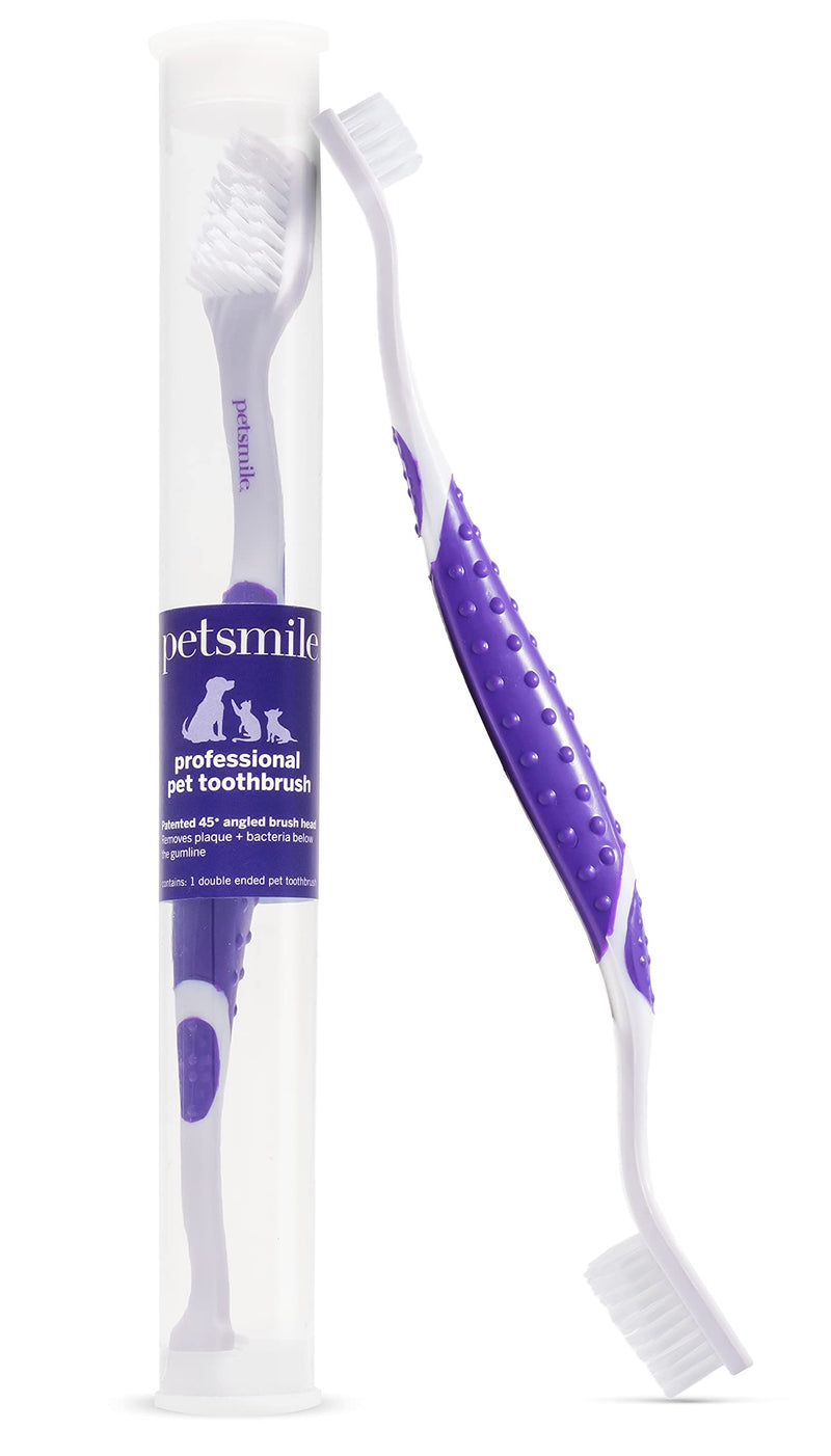 Petsmile Professional Dog Toothbrush | Patented 45° Bristles Dual-Ended Dental Brush Head Cleans Teeth for Small and Large Pets | Promotes Healthy Gums and Oral Hygiene | VOHC Approved Brand - BeesActive Australia