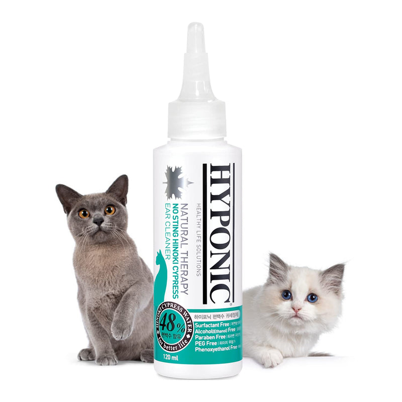 HYPONIC Premium No-Sting Hinoki Cypress Ear Cleaner (for All Cats 4.06 oz) - Cat Ear Cleaning Solution, Cleans and Removes Odors - BeesActive Australia
