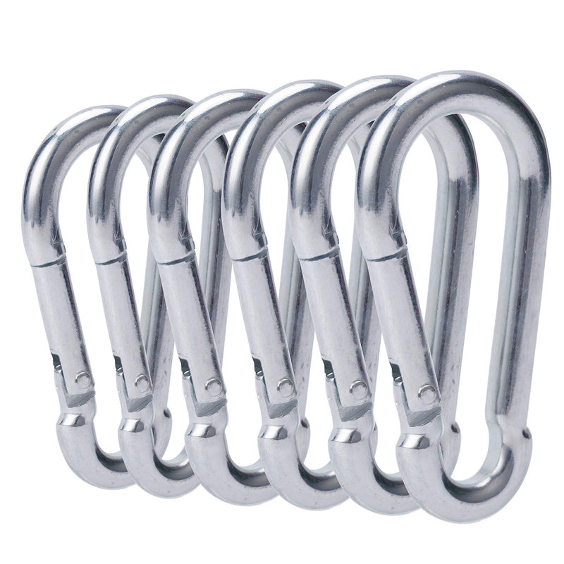 OWAYOTO 3 Inch Carabiner Clip Spring Snap Hook Heavy Duty 6pcs M8x80mm for Fitness Hammock Swing Camping Hiking - BeesActive Australia
